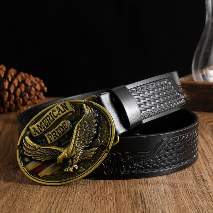 Cinturón de cuero con águila calva American Pride para hombre