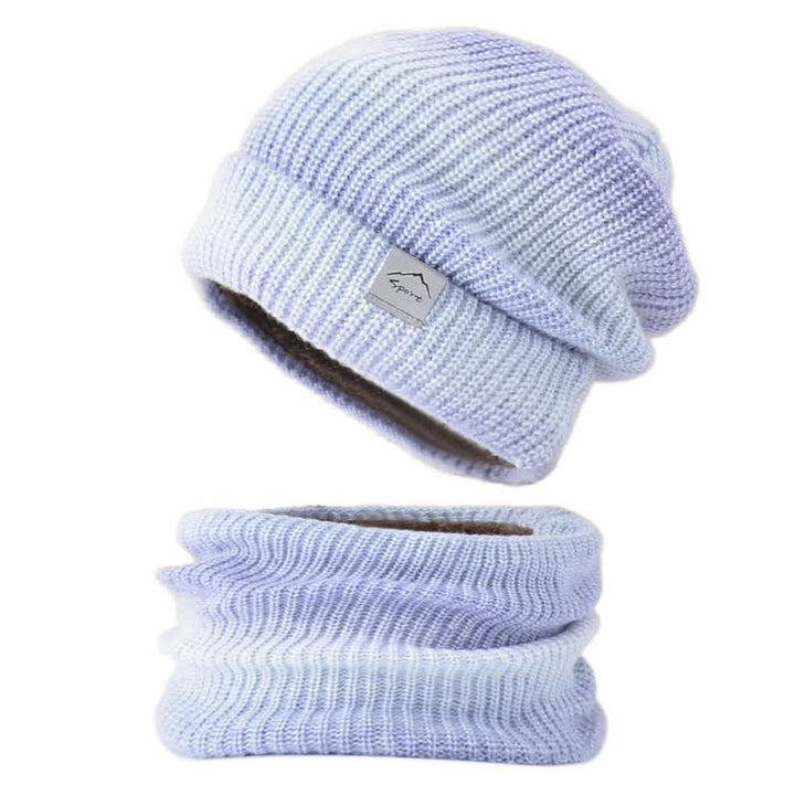 Conjunto de 2 bufandas elásticas con lazo para sombrero y color degradado