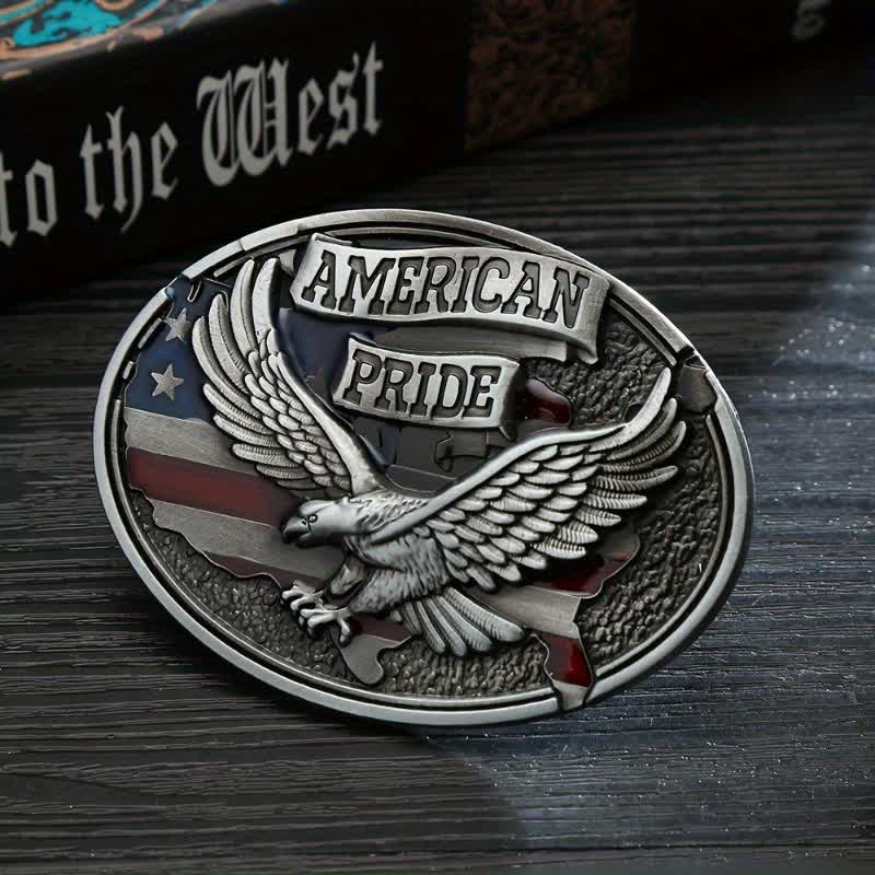 Cinturón de cuero con hebilla de águila American Pride para hombre, hecho a mano