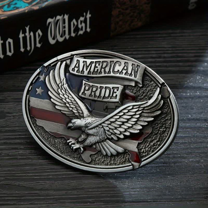 Cinturón de cuero con hebilla de águila American Pride para hombre, hecho a mano