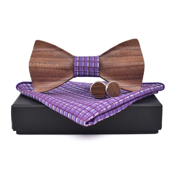 Juego de 3 pajaritas de madera de nogal negro para hombre