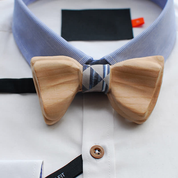 Pajarita de madera en capas con filo de hielo para hombre