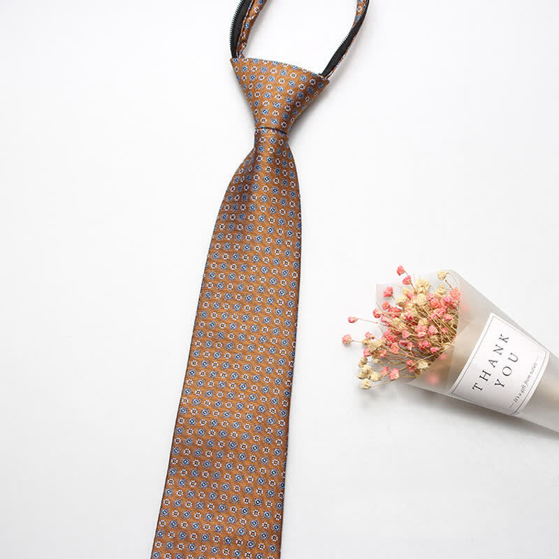 Corbata con cremallera y diseño de flores de cachemira retro para hombre