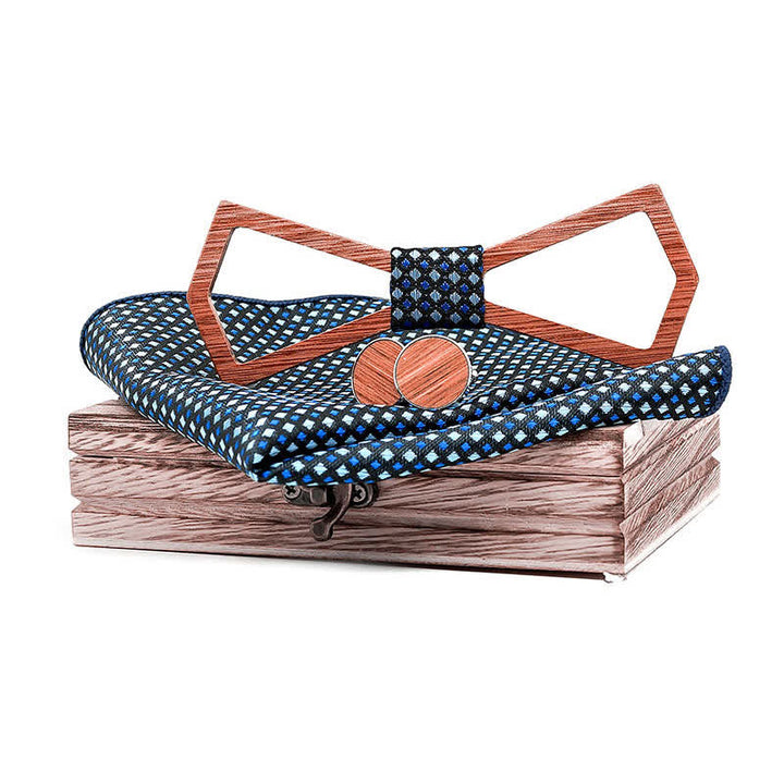 Juego de 3 pajaritas de madera con diseño tallado hueco para hombre.