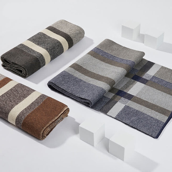Bufanda clásica de invierno cálida con rayas a cuadros para hombre