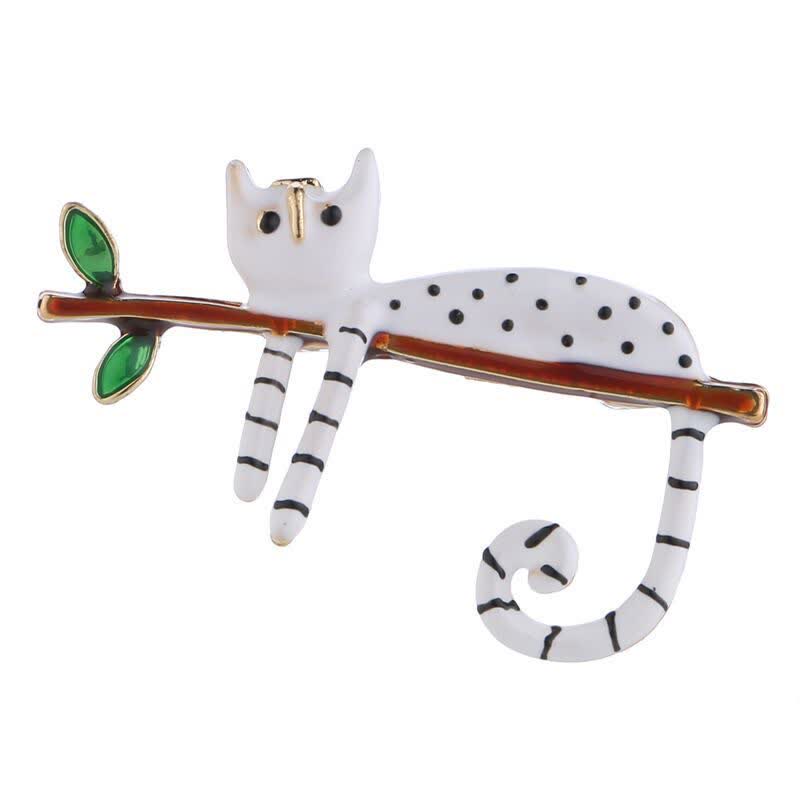Broche de gato con lunares y gatito perezoso para mujer