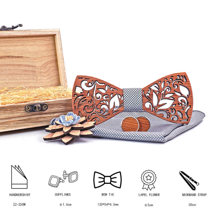 Juego de 4 pajaritas de madera huecas para hombre con forma de planta