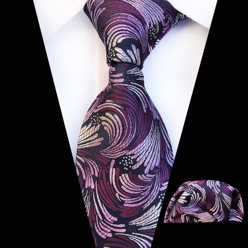 Conjunto de 2 corbatas florales con diseño de olas salpicadas para hombre.