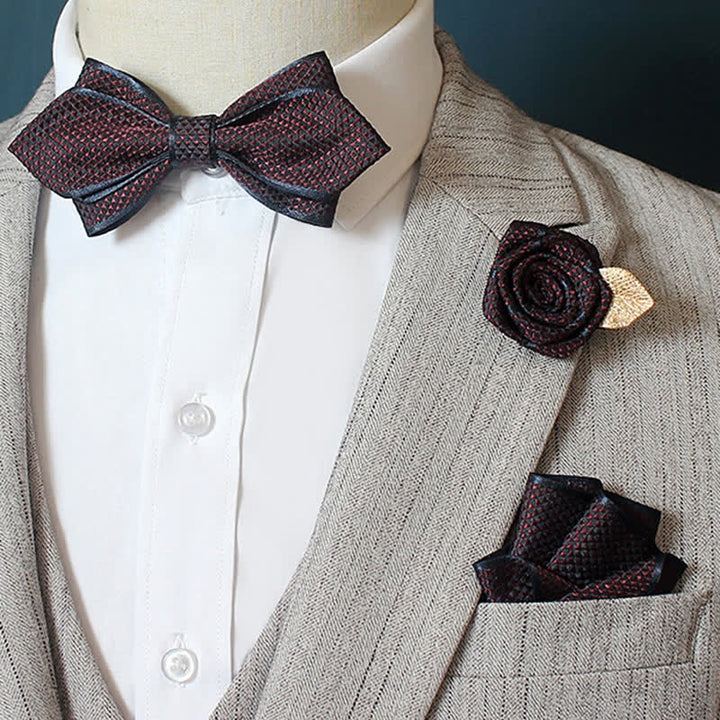 Conjunto de 3 pajaritas para novios de boda con cuadros micro para hombre