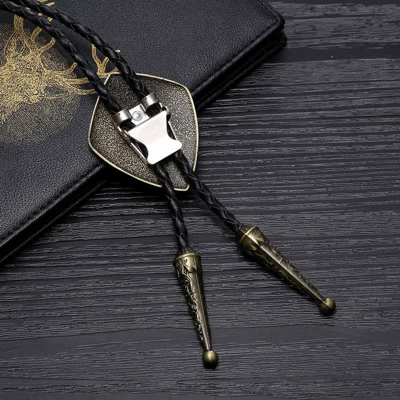 Corbata de bolo con escudo romano y cruz grabada envejecida