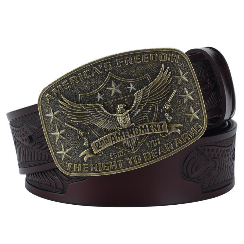 Cinturón de cuero retro con águila americana y libertad para hombre