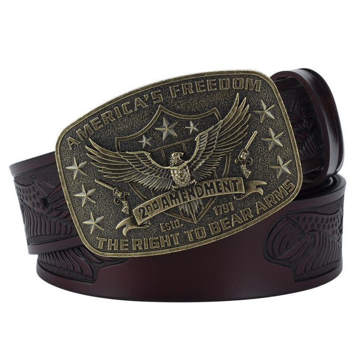 Cinturón de cuero retro con águila americana y libertad para hombre
