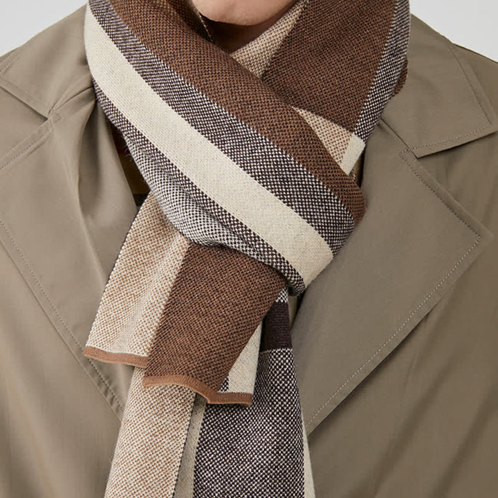 Bufanda clásica de invierno cálida con rayas a cuadros para hombre