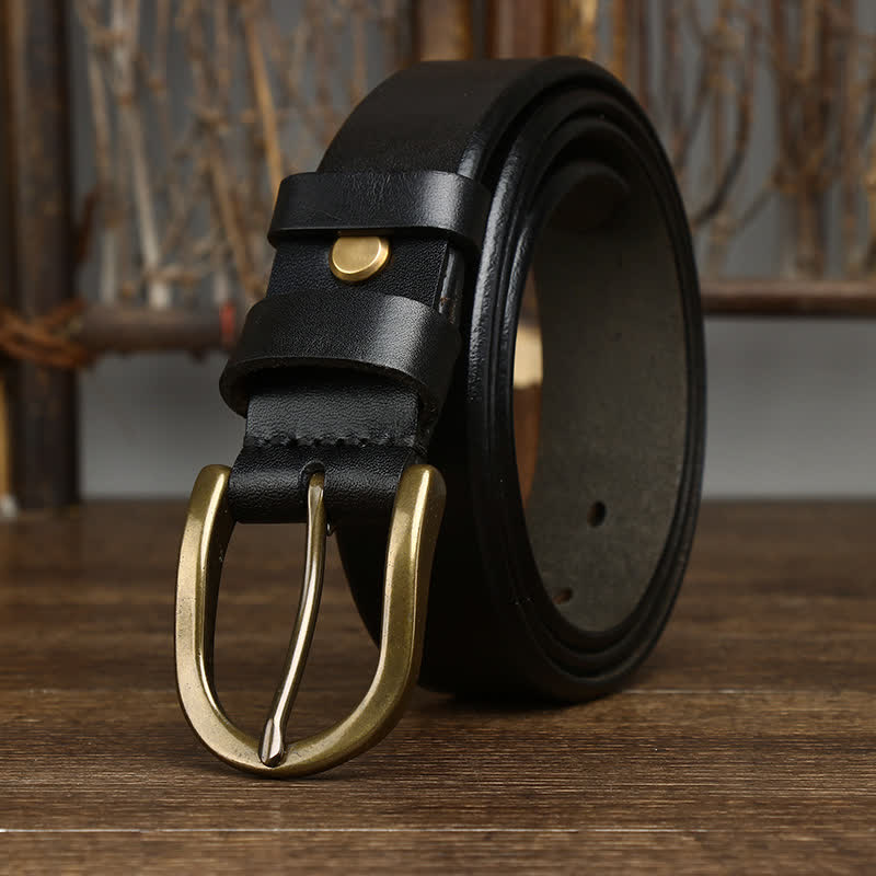 Cinturón casual de cuero liso y brillante para hombre