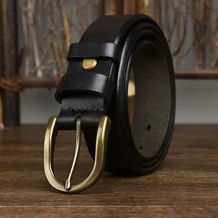 Cinturón casual de cuero liso y brillante para hombre