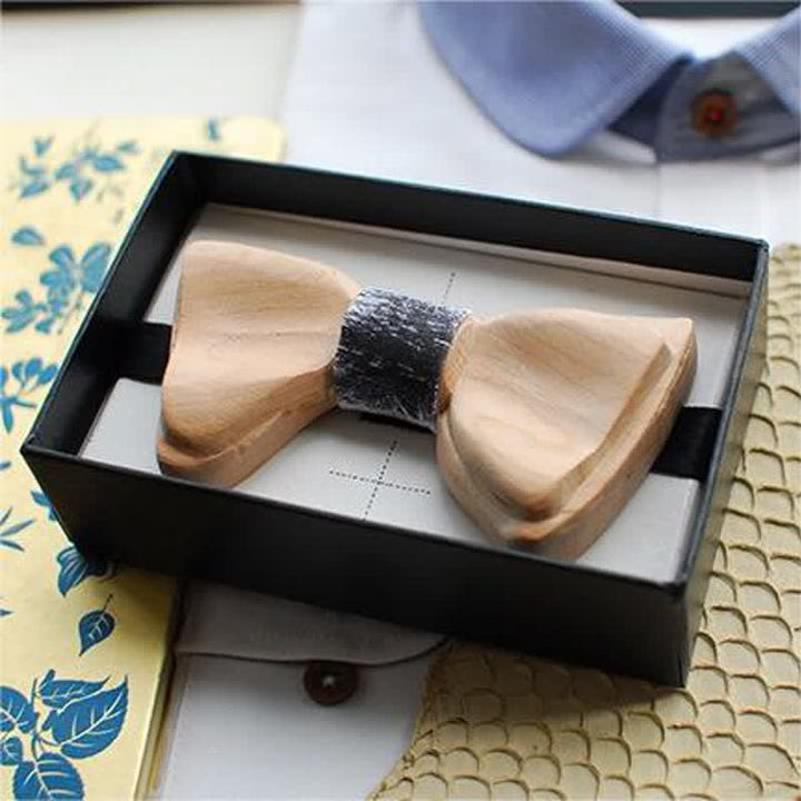Pajarita de madera en capas con filo de hielo para hombre