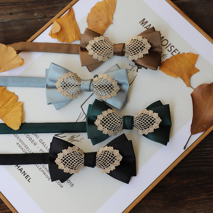 Pajarita elegante con encaje floral para hombre