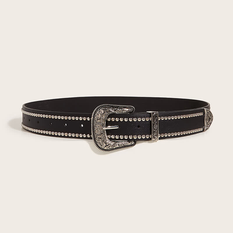 Cinturón de cuero estilo punk con remaches impresionantes para mujer