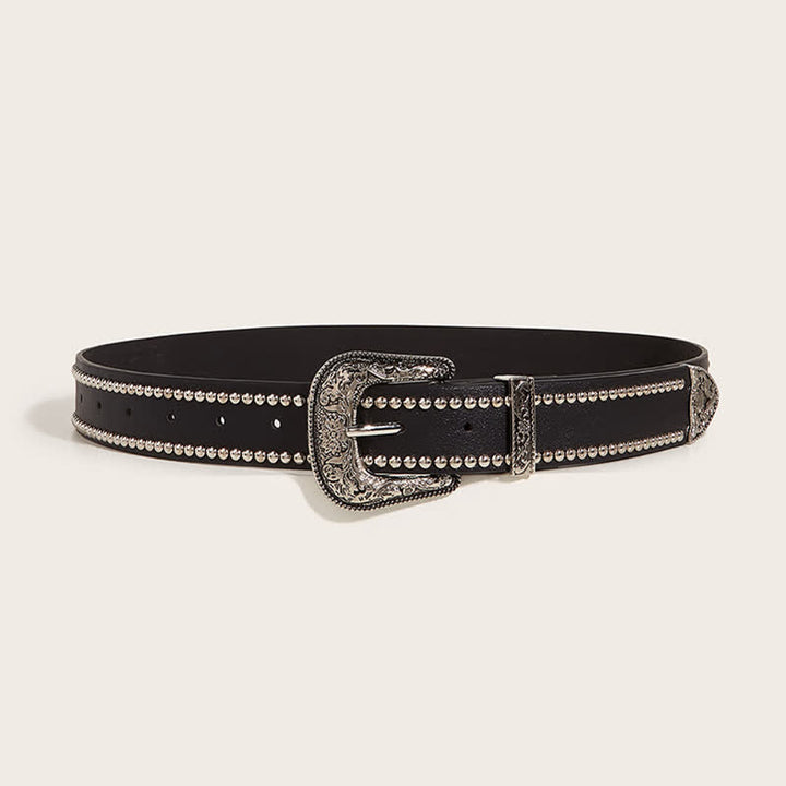 Cinturón de cuero estilo punk con remaches impresionantes para mujer