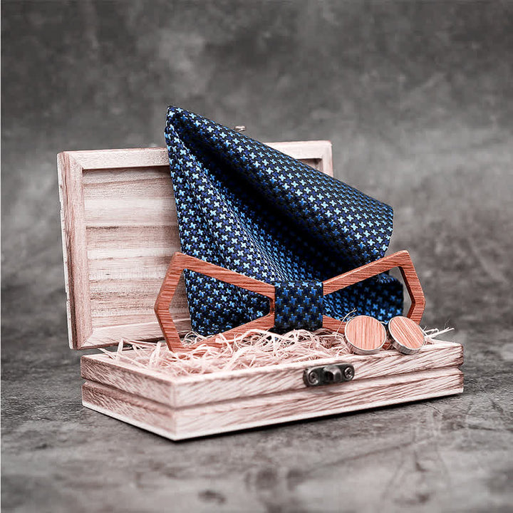 Juego de 3 pajaritas de madera con diseño tallado hueco para hombre.