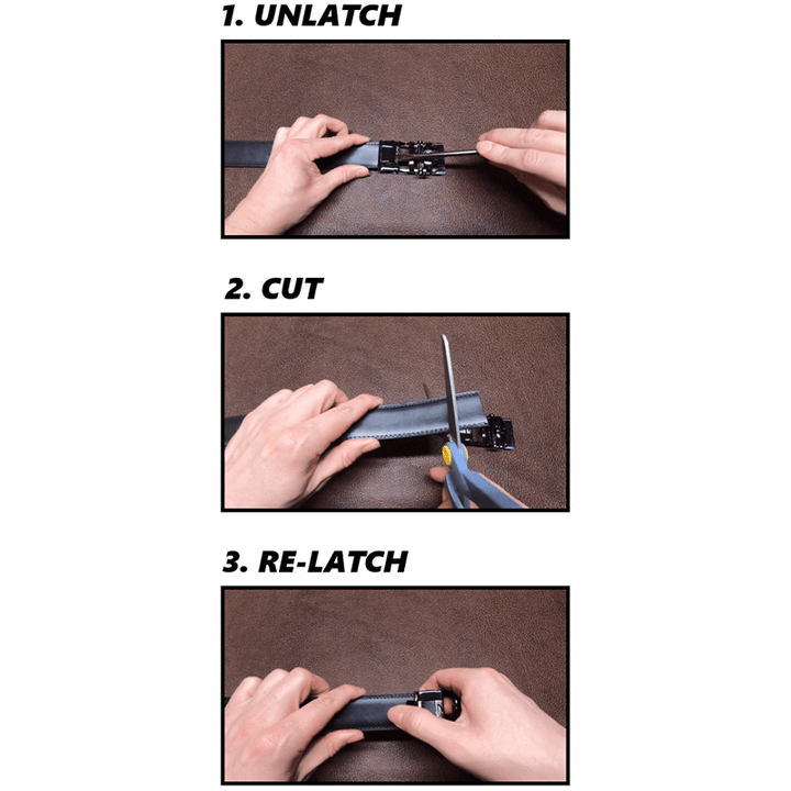 Cinturón de cuero con hebilla automática hueca sofisticado para hombre