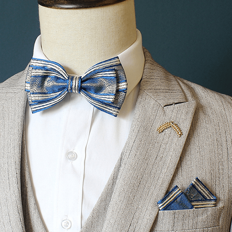 Conjunto de 2 pajaritas plisadas a rayas para hombre