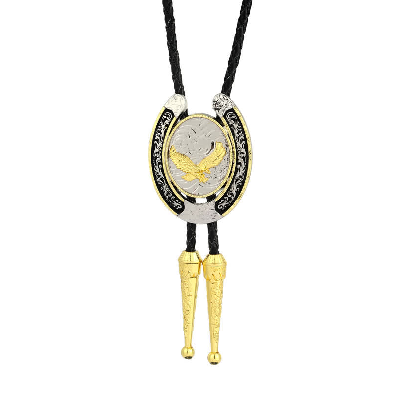 Corbata bolo en forma de herradura de estilo animal occidental de dos tonos