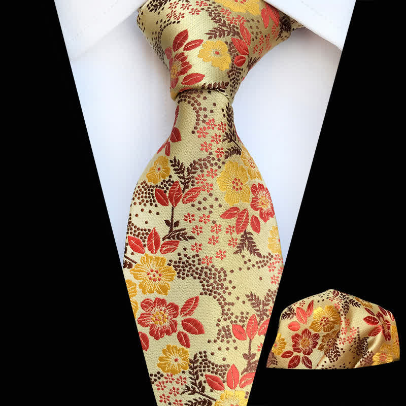 Conjunto de 2 corbatas florales con flores de ciruelo para hombre