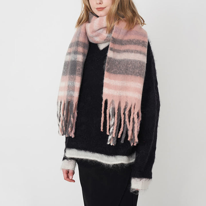 Bufanda gruesa de cuadros escoceses de colores grandes para mujer