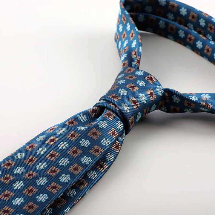 Corbata con textura y diseño de pequeñas flores geométricas para hombre