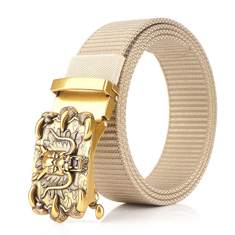 Cinturón de nailon informal con decoración de dragón para hombre