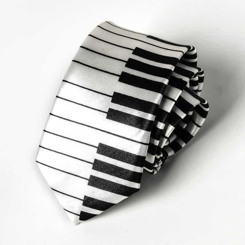 Corbata con notas musicales de piano y personalidad para hombre