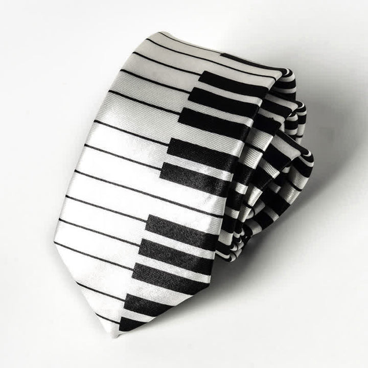 Corbata con notas musicales de piano y personalidad para hombre