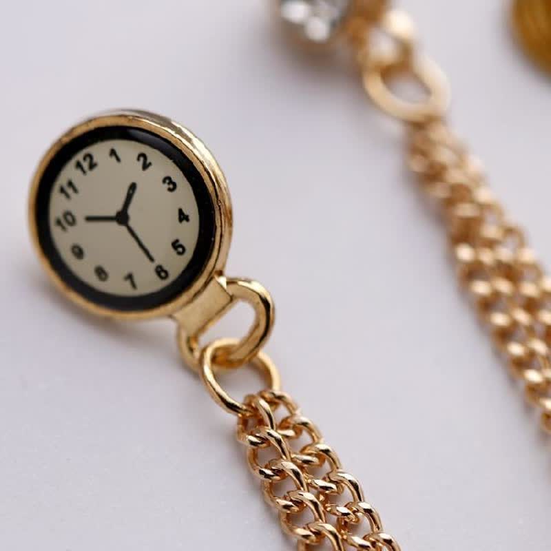 Broche de cadena con reloj y placa vintage para hombre
