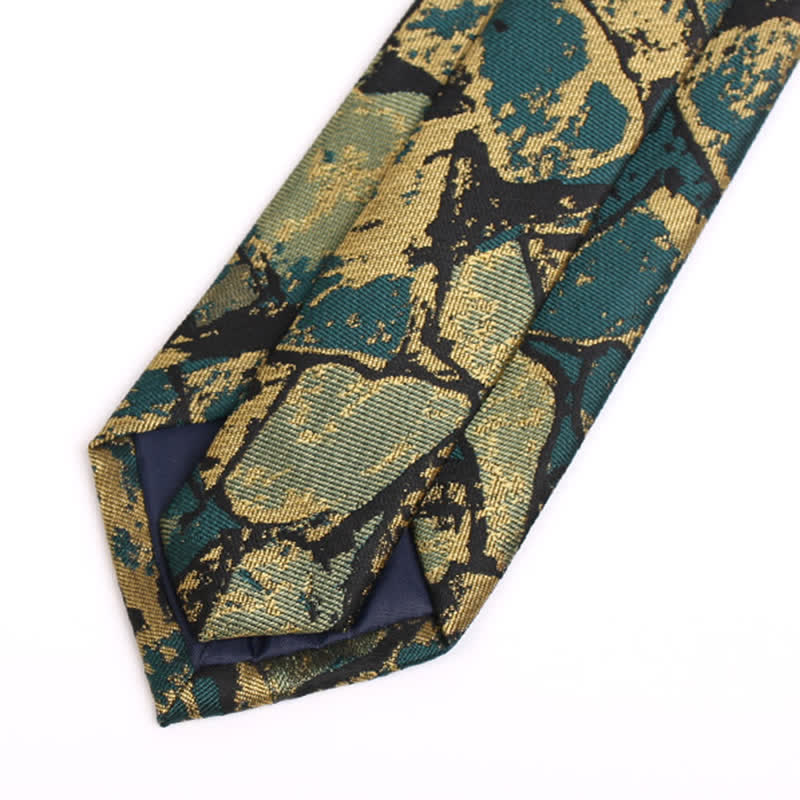 Corbata con gráfico abstracto en verde dorado para hombre