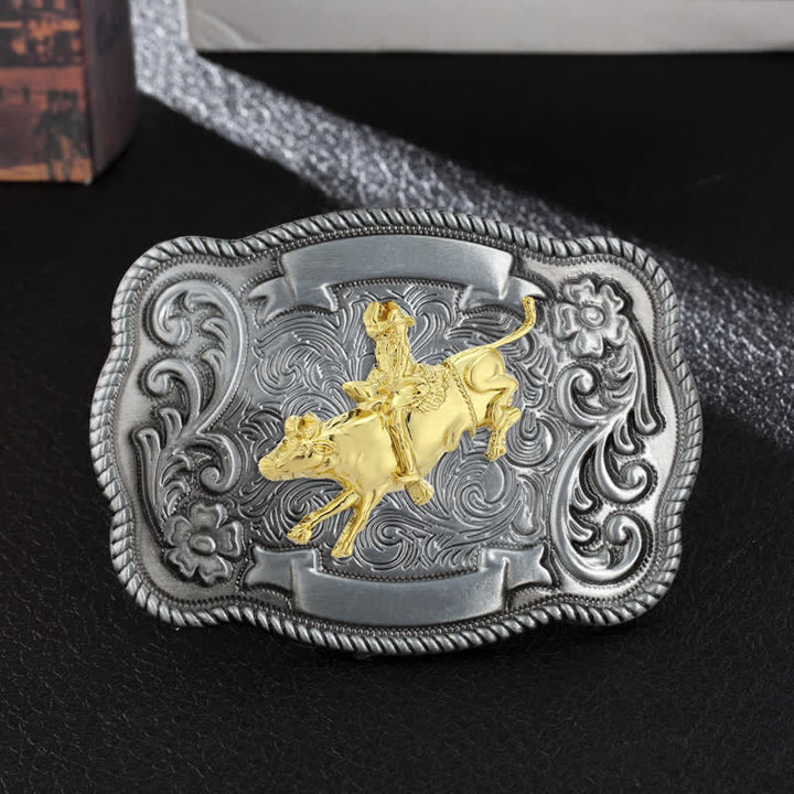 Cinturón de cuero con hebilla de animal tallado en oro para hombre hecho a mano