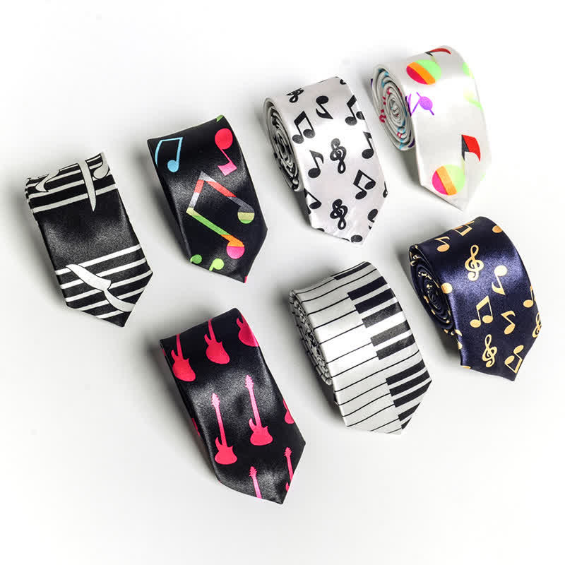 Corbata con notas musicales de piano y personalidad para hombre