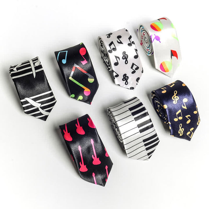 Corbata con notas musicales de piano y personalidad para hombre