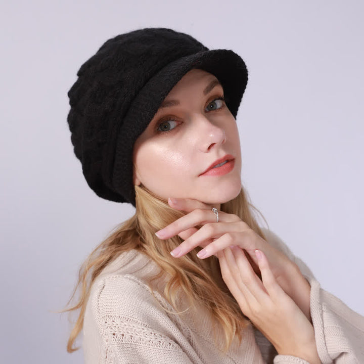 Gorro holgado con visera y forro mullido para mujer