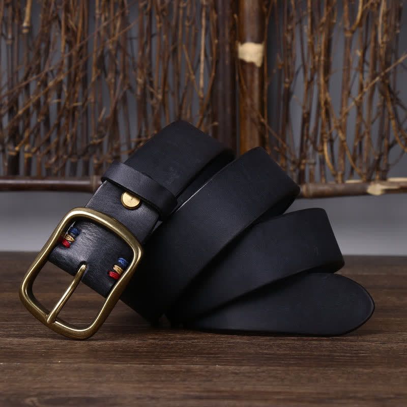 Cinturón de piel de vaca pura gruesa vintage para hombre