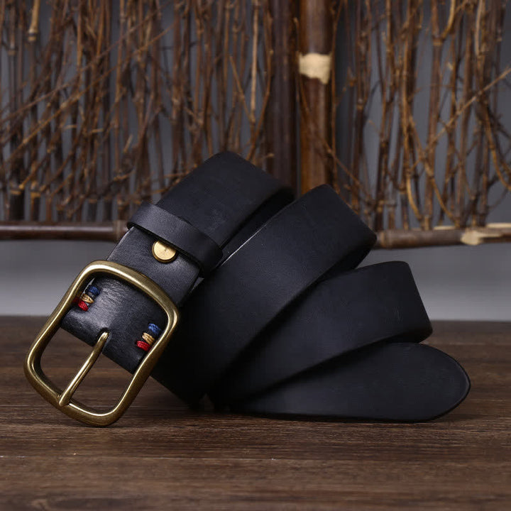 Cinturón de piel de vaca pura gruesa vintage para hombre