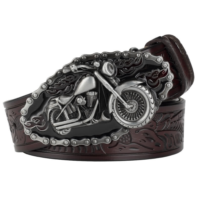 Cinturón de cuero estilo punk rock para motociclista para hombre