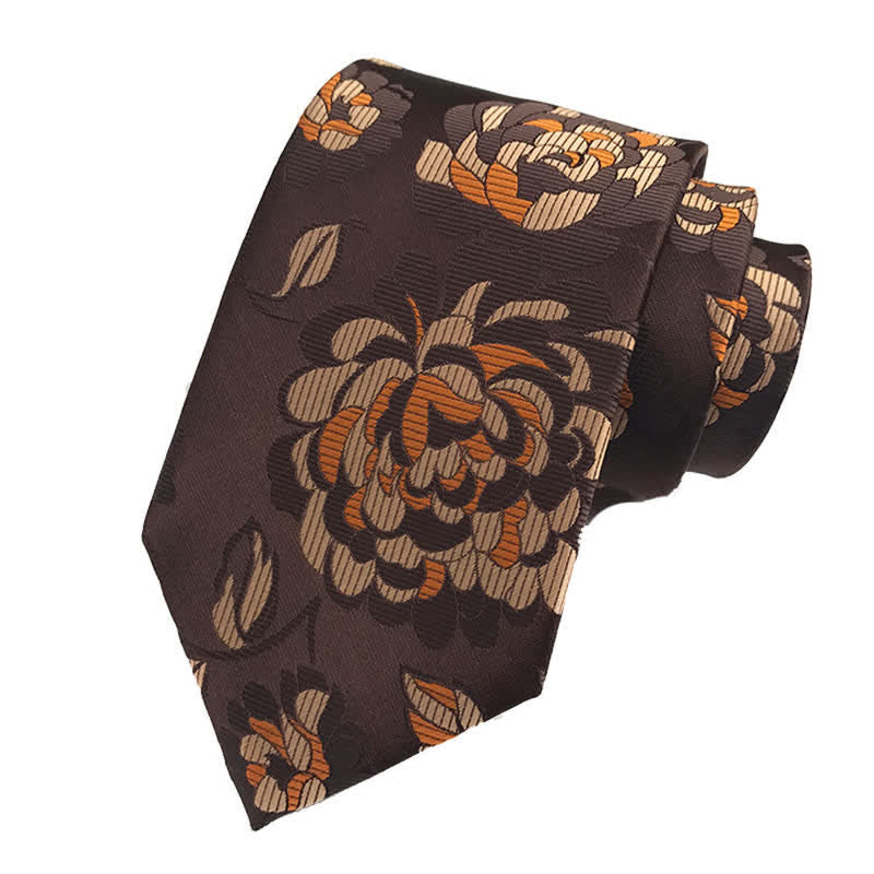 Conjunto de 3 corbatas con estampado floral de crisantemo para hombre