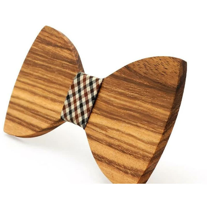 Pajarita de madera con vetas de madera natural para hombre