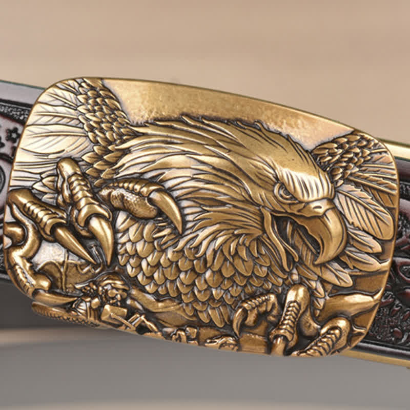 Cinturón de cuero con hebilla automática Mighty Eagle Sharp Claw para hombre