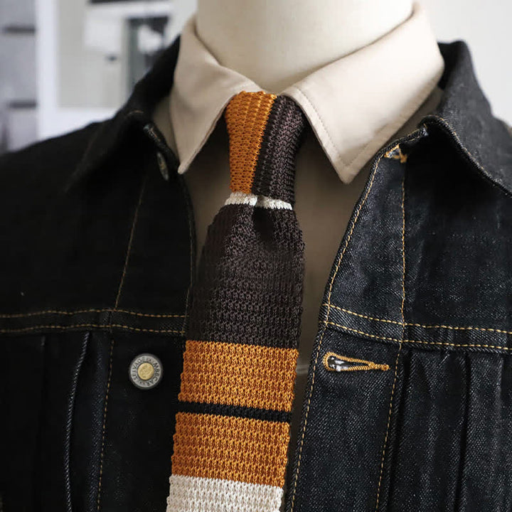 Corbata de punto con rayas horizontales de otoño para hombre