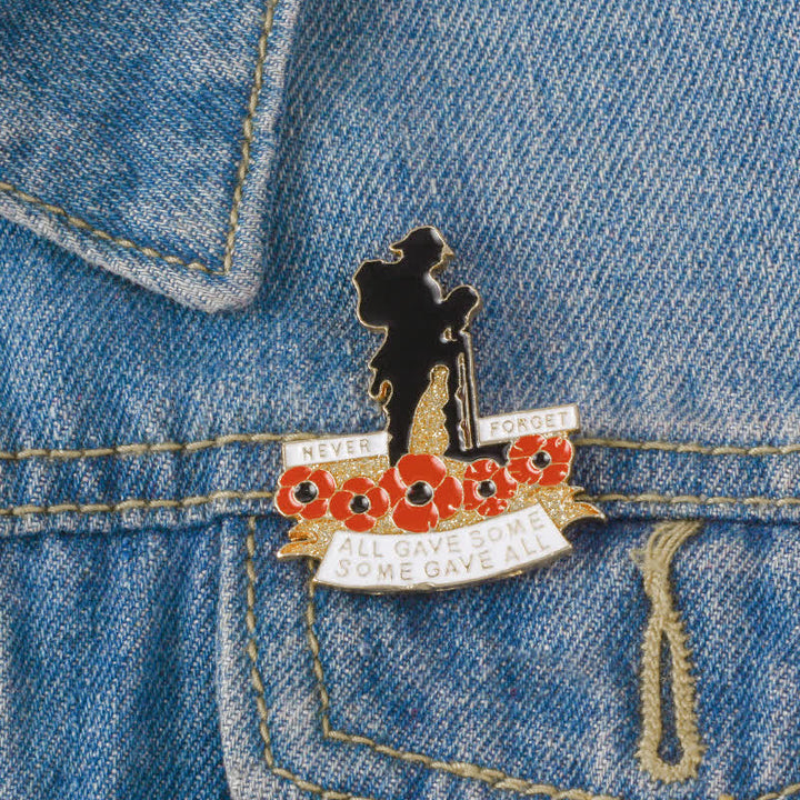 Broche unisex con amapola de soldado británico en memoria