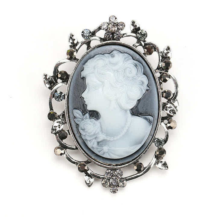 Broche de camafeo ovalado brillante para mujer