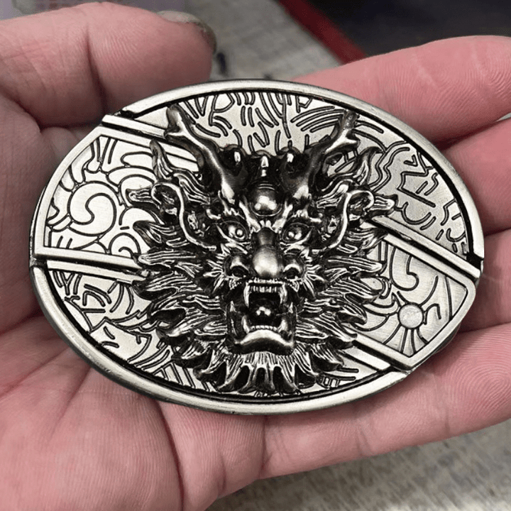 Cinturón de cuero con cuchillo plegable oculto Brave Dragon para hombre