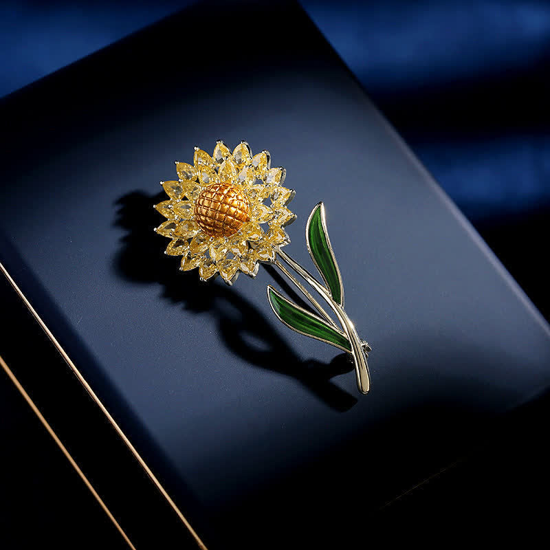 Broche de girasol dorado para mujer